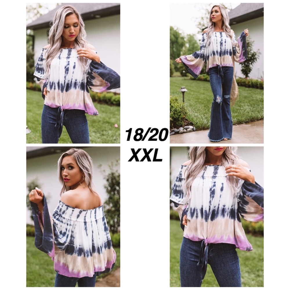 Brand New Loose Fitting Off The Shoulder Tie Top!
